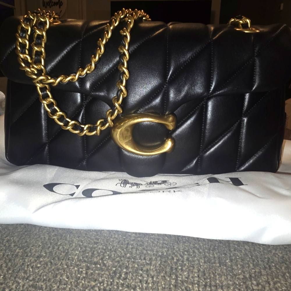 Brand New without tags black Coach Quilted Tabby 26